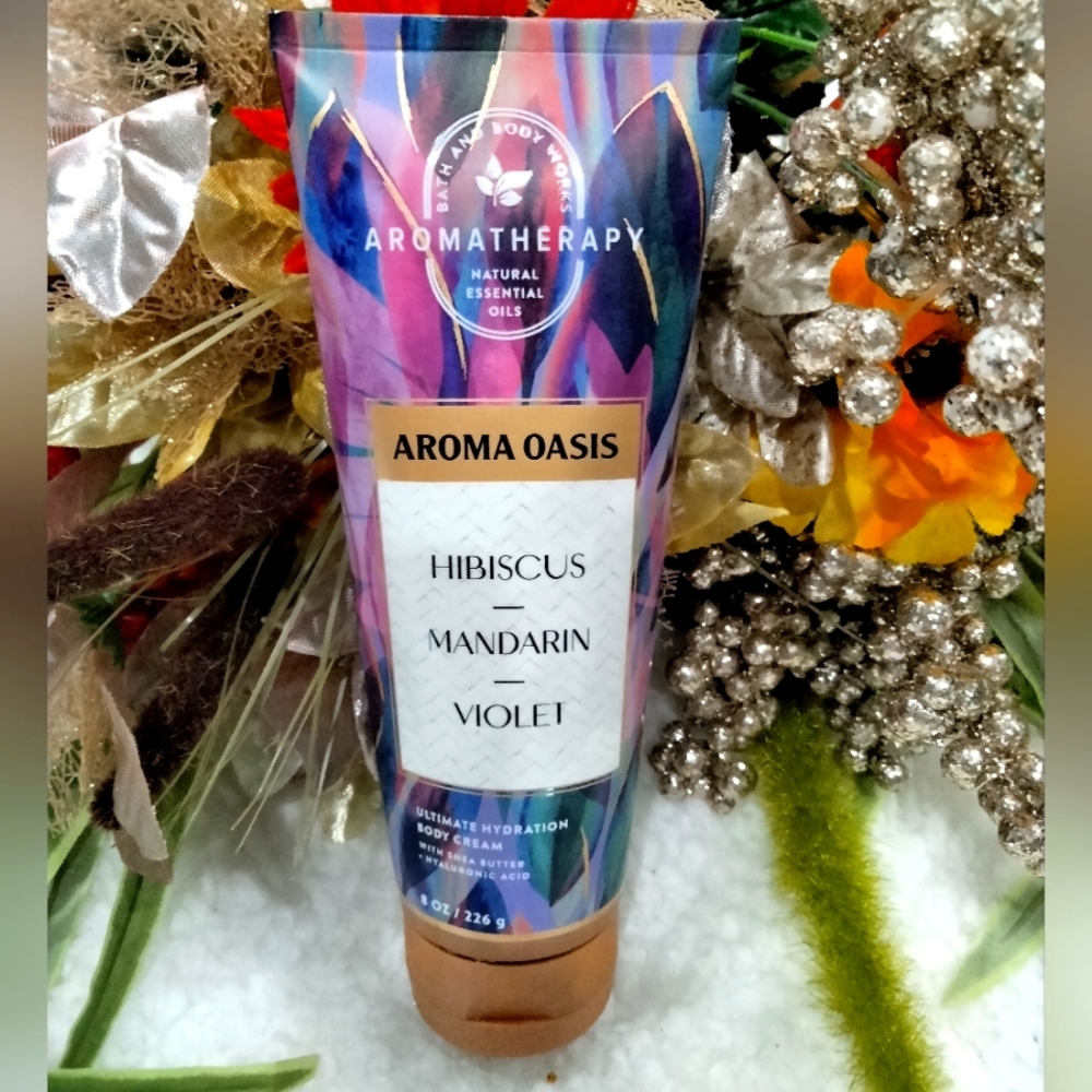 Bath And Body Works Aroma Oasis Hibiscus Mandarin Violet body cream NWT